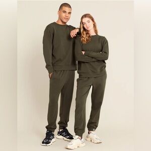 Boody Unisex Cuffed Sweat Pants, Dark Olive